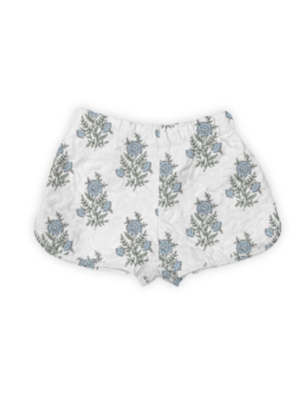 Ida Mae Home Claire Floral Blue Quilted Scallop Shorts